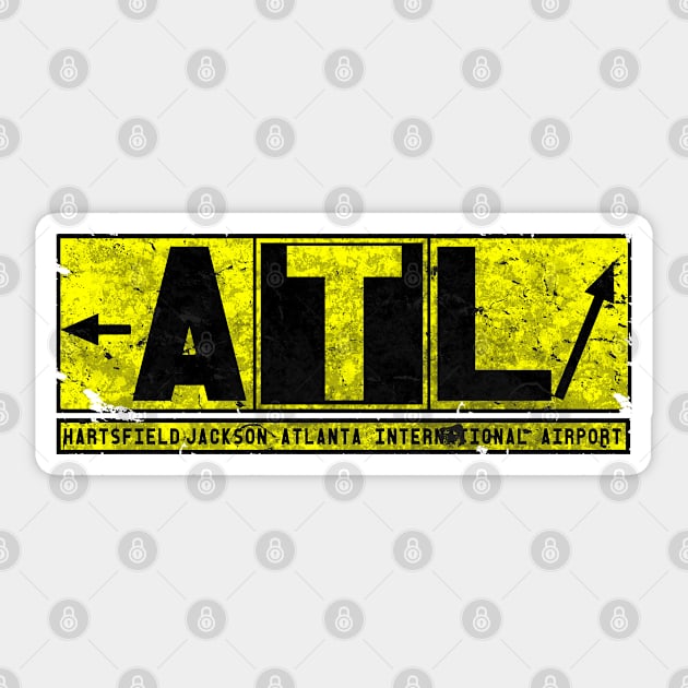 ATL Hartsfield Jackson Atlanta Airport Code Vintage Taxiway Sign Sticker by DesignedForFlight